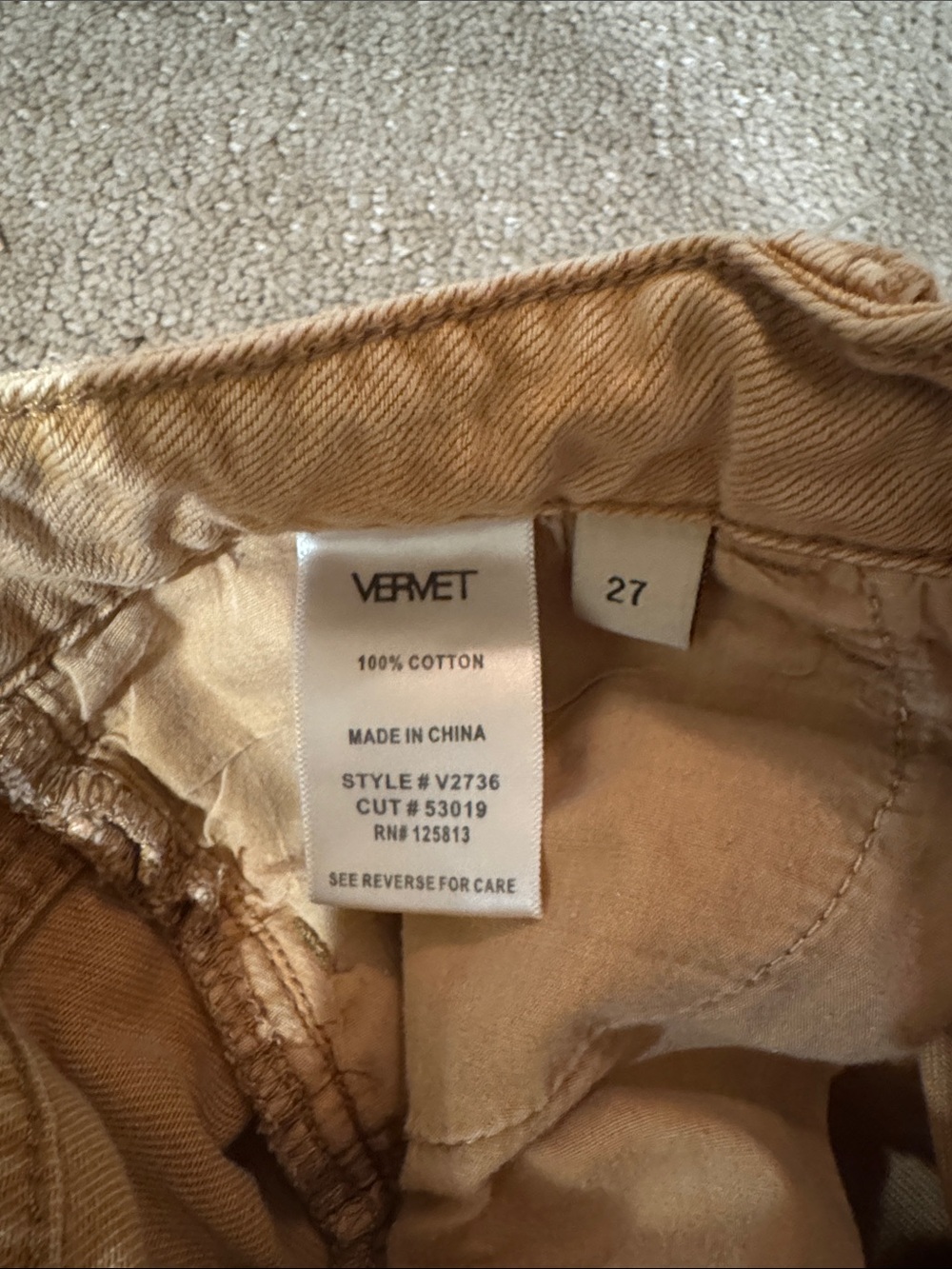 Vervet Women’s Distressed Wide-Leg Jeans in Tan - Picture 3 of 4